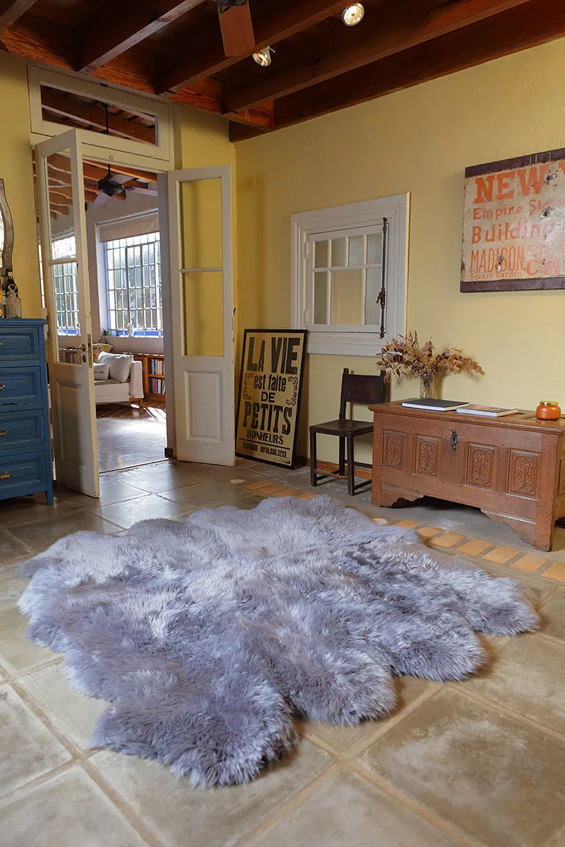 8-Pelt Large Sheepskin Area Rug - Gray Steel (6.2´ x  6.6´ )