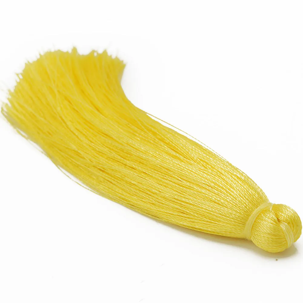 8cm Fluorescent Yellow Silky Tassels,Korea Handmade Long Jewelry Tassels,Quality Necklace Tassels, 20pcs/lot