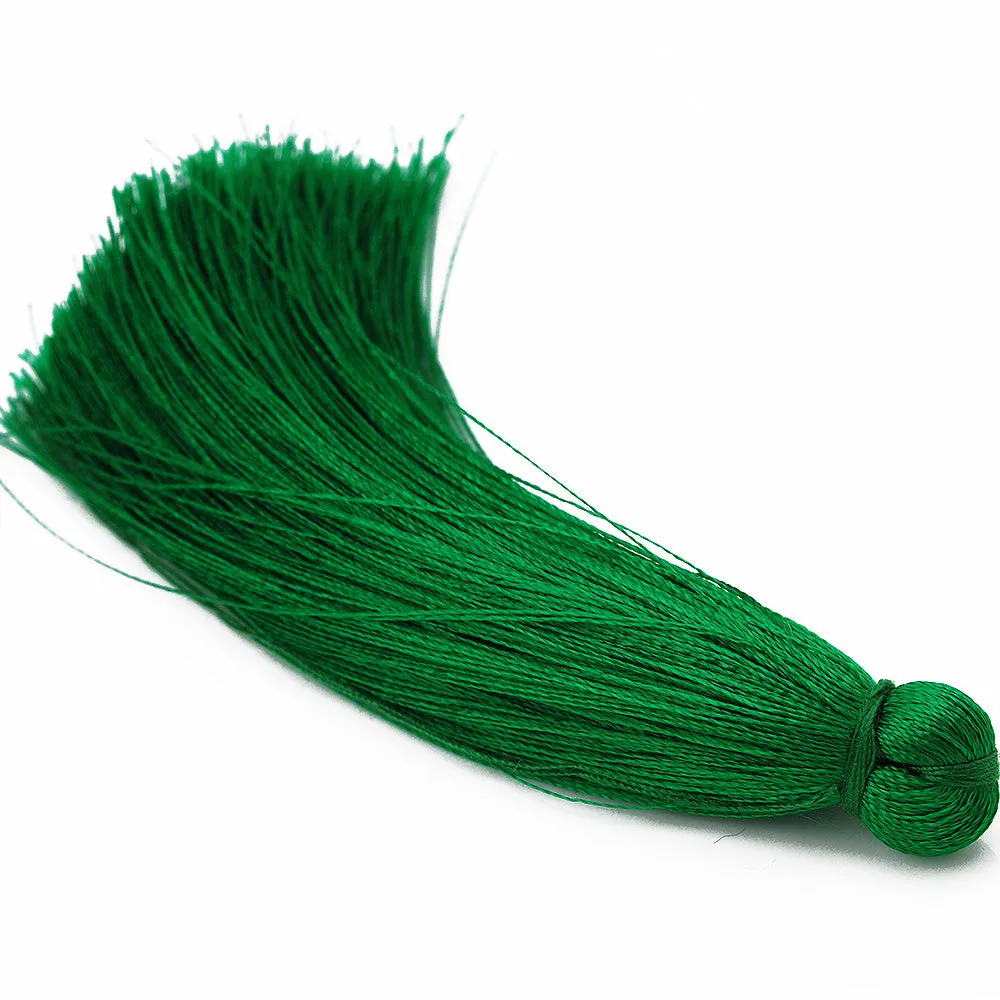 8cm Silky Tassels,Korea Handmade Long Jewelry Tassels,Grass Green Fashion Mala Necklace Tassels, 20pcs/lot