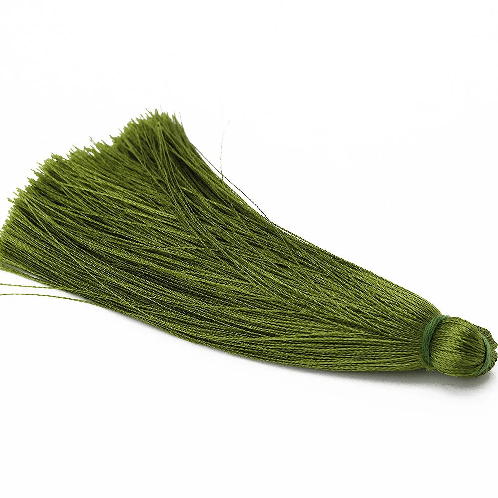 8cm Silky Tassels,Korea Handmade Long Jewelry Tassels,Pea Green Fashion Mala Necklace Tassels, 20pcs/lot