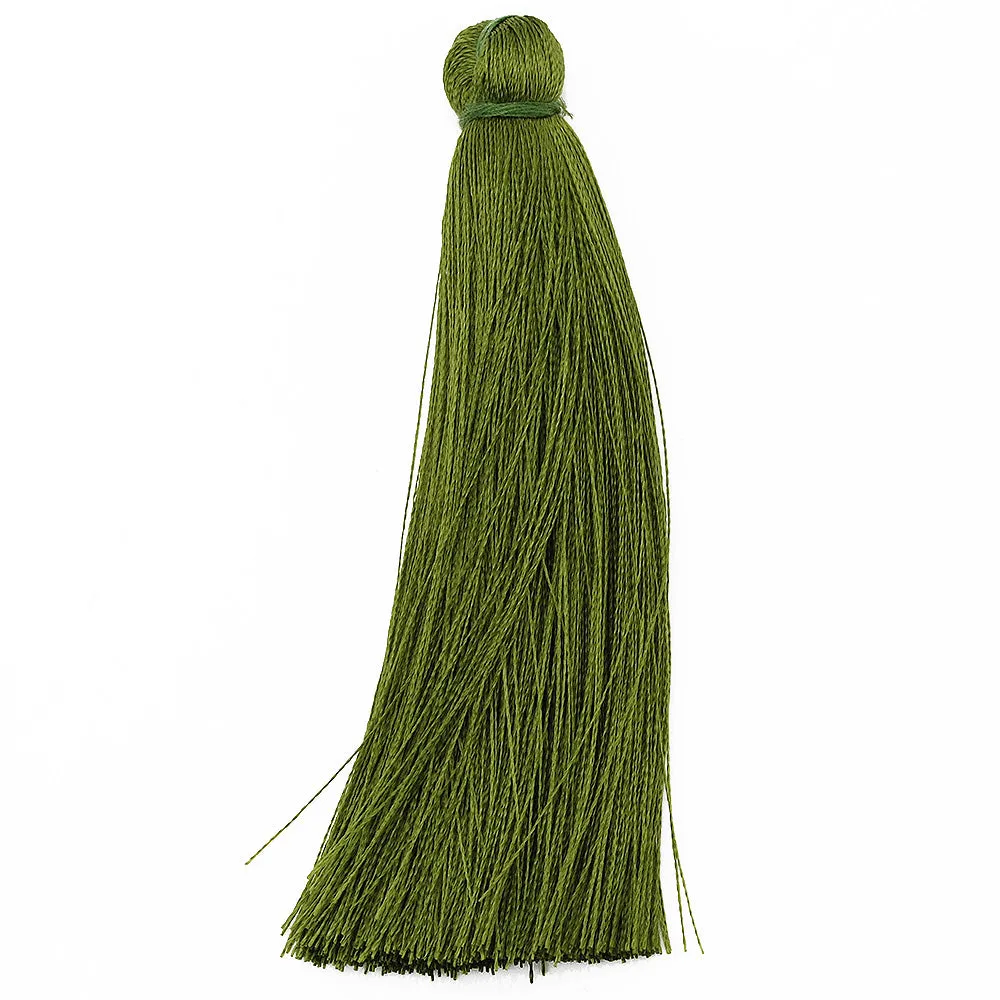 8cm Silky Tassels,Korea Handmade Long Jewelry Tassels,Pea Green Fashion Mala Necklace Tassels, 20pcs/lot