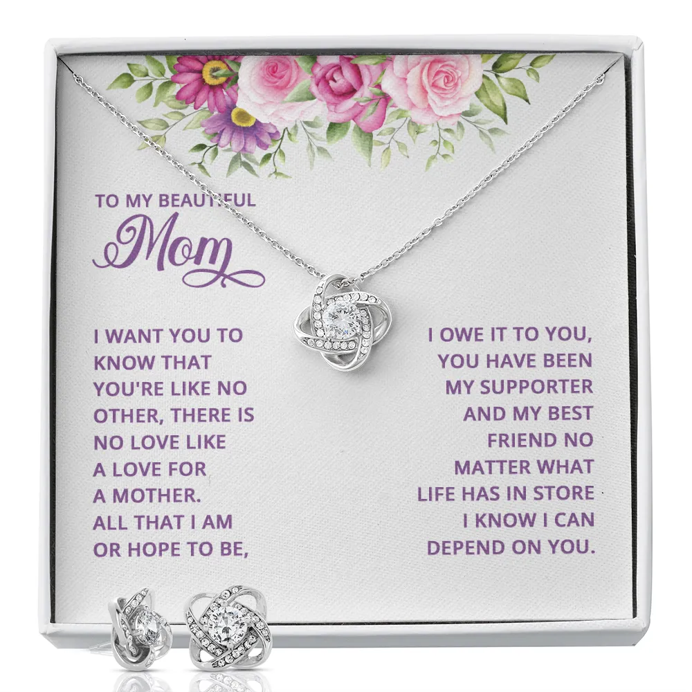 All that I am I owe to you-Love Knot Jewelry Set for Mom