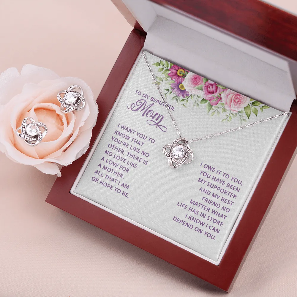 All that I am I owe to you-Love Knot Jewelry Set for Mom