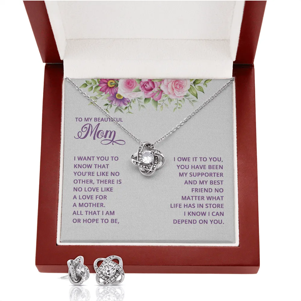 All that I am I owe to you-Love Knot Jewelry Set for Mom