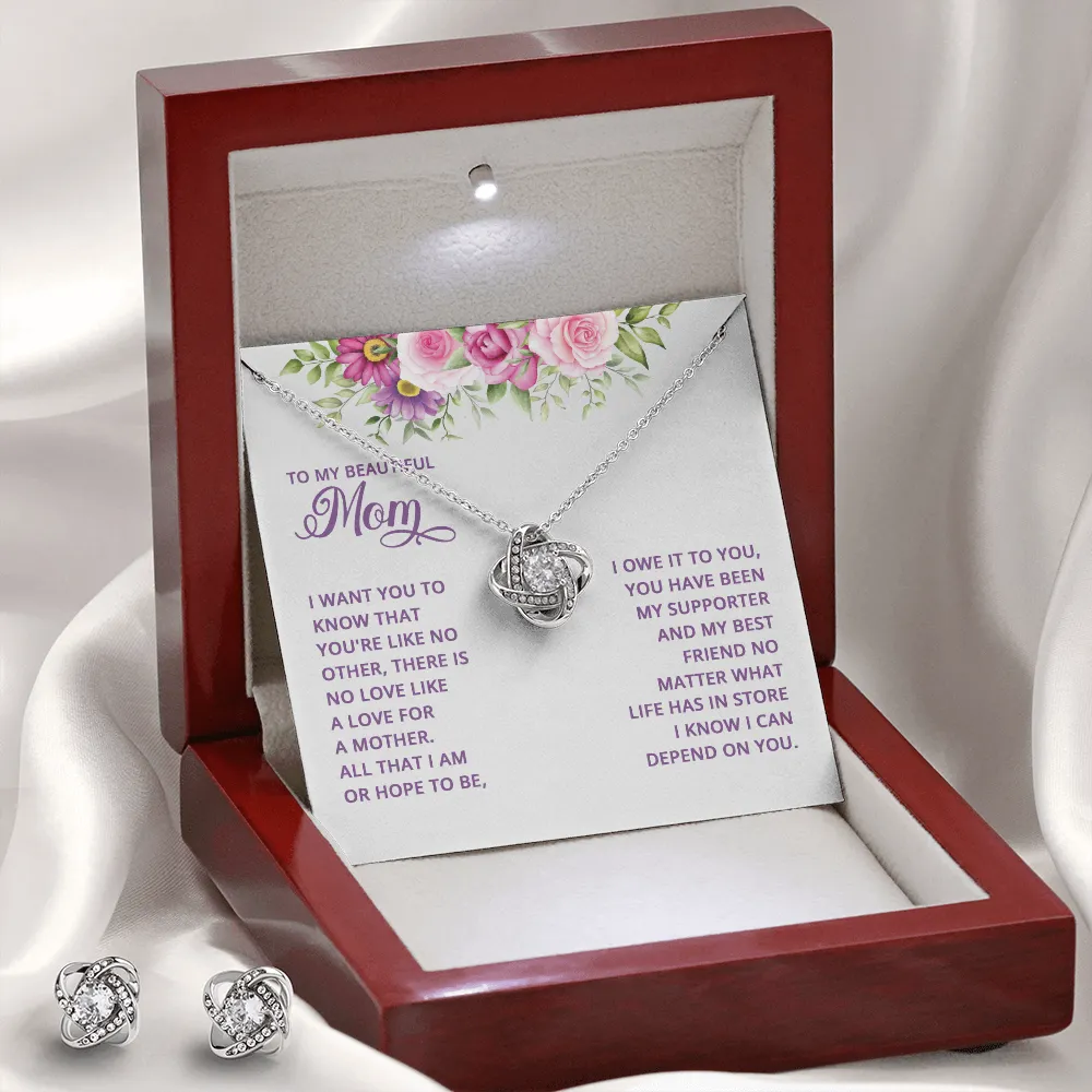 All that I am I owe to you-Love Knot Jewelry Set for Mom