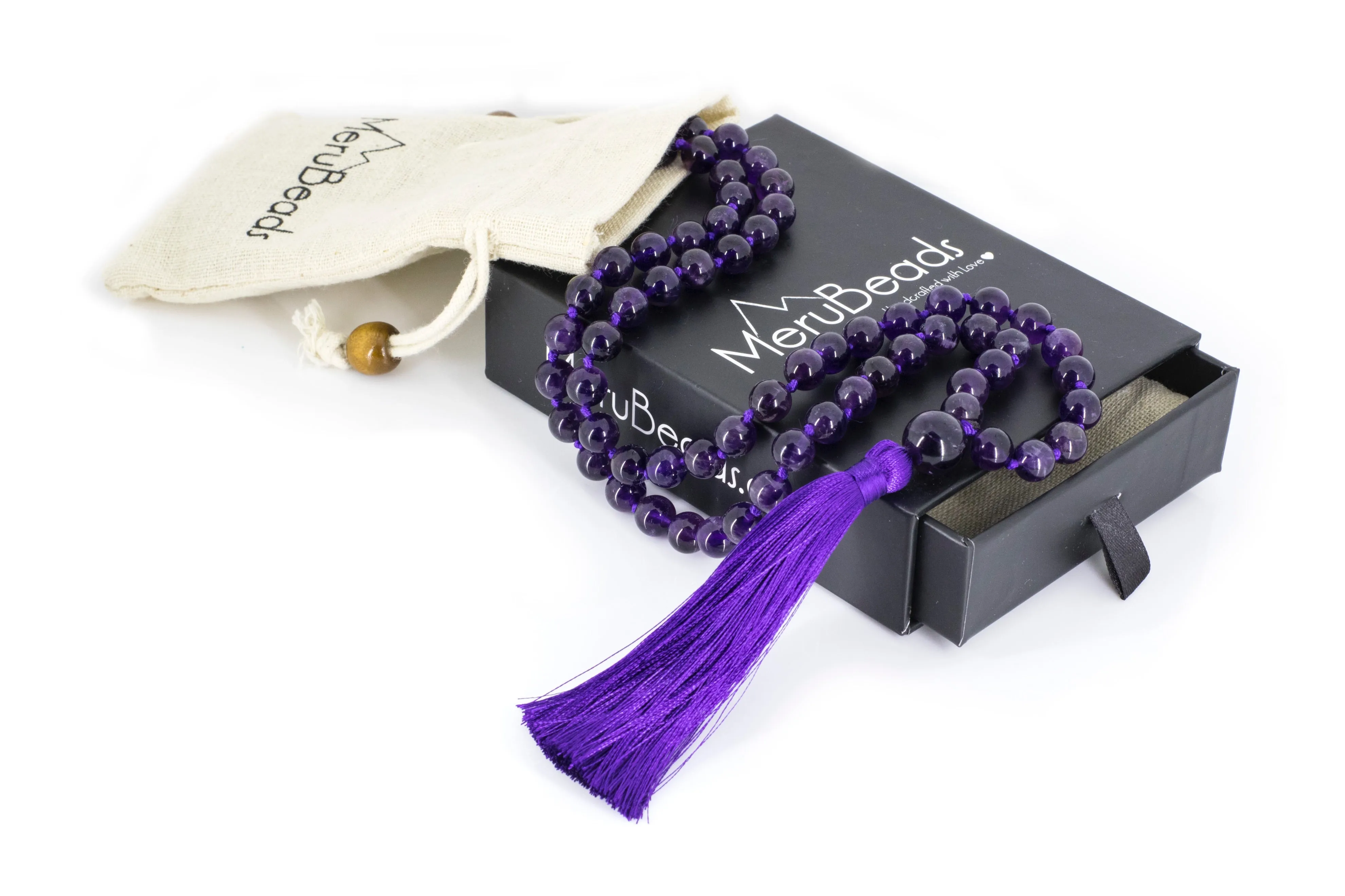 Amethyst Mala Beads Necklace - "I am Decisive"