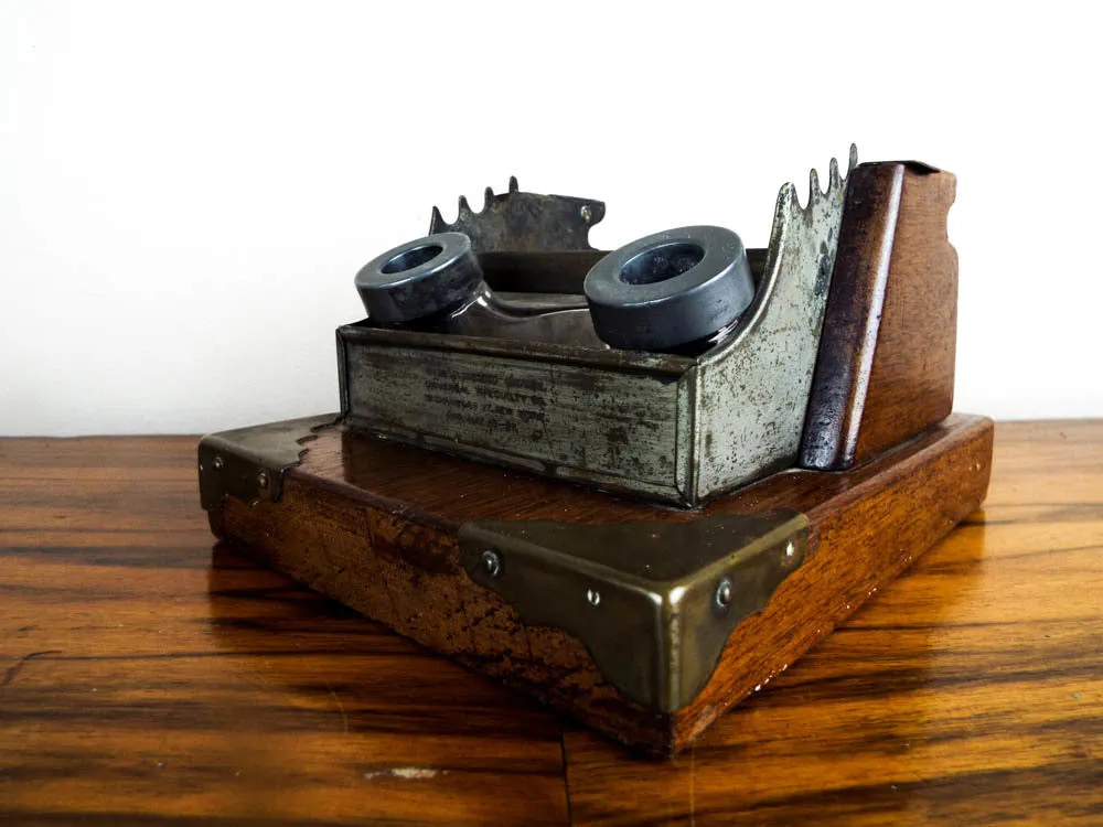 Antique 1890s Hayne Suspended Inkwell Desk