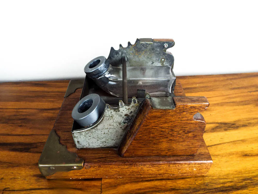 Antique 1890s Hayne Suspended Inkwell Desk