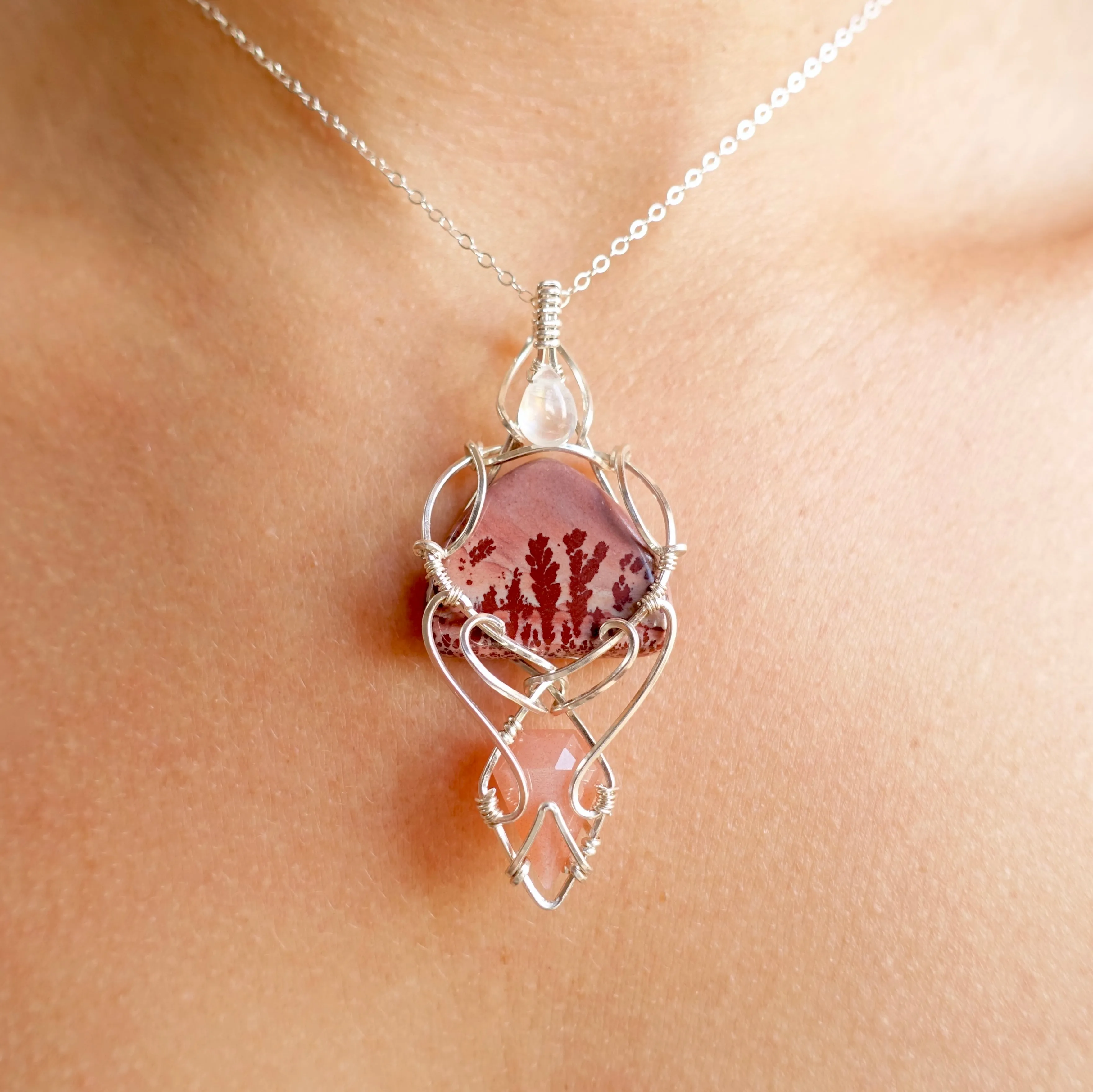 Apache Sage Rhyolite Cow Skull Desert Scene in Silver
