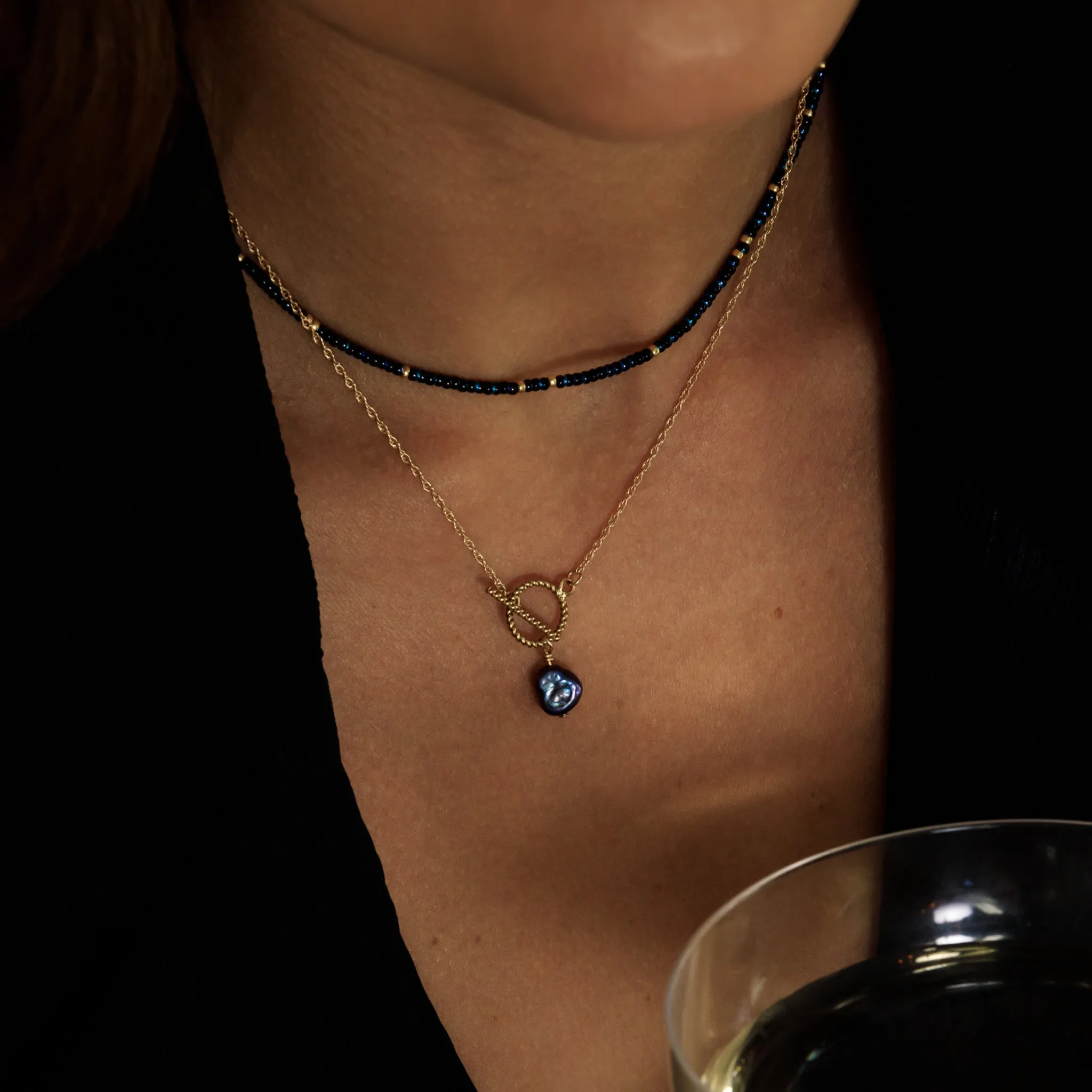 Aurora Blue Beaded Necklace