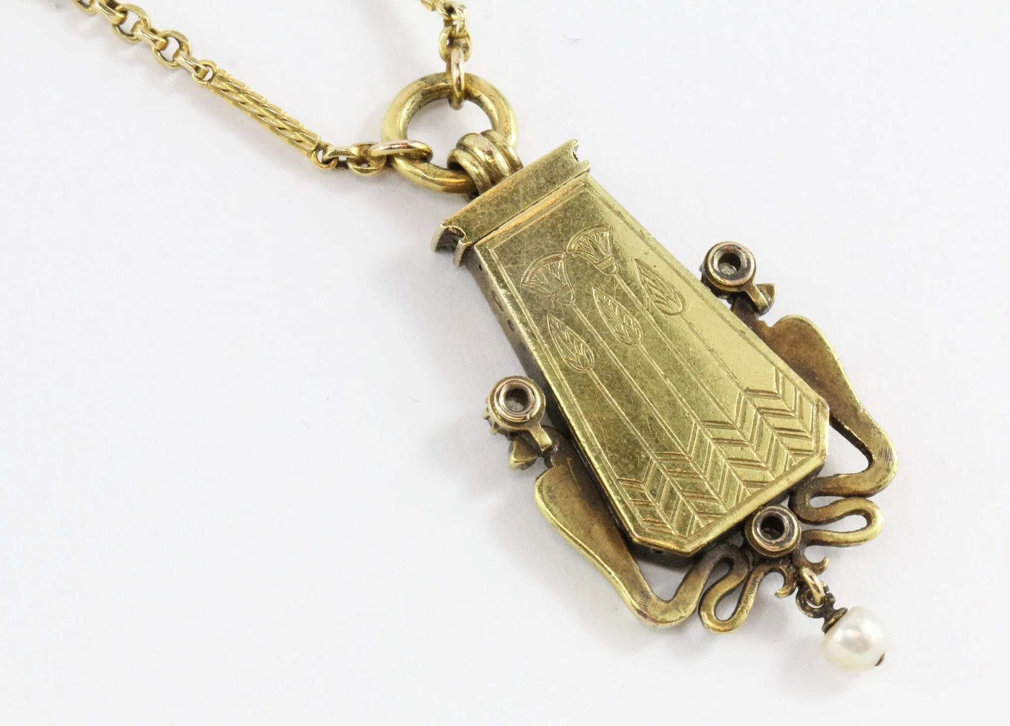 Austrian Carl Bacher Egyptian Revival Enamel Lapis Diamond Gold Necklace