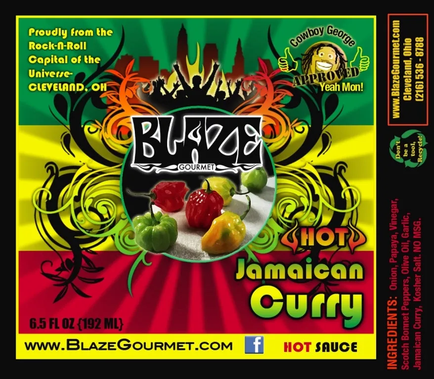 BACK IN STOCK - Blaze Gourmet Hot Jamaican Curry Hot Sauce