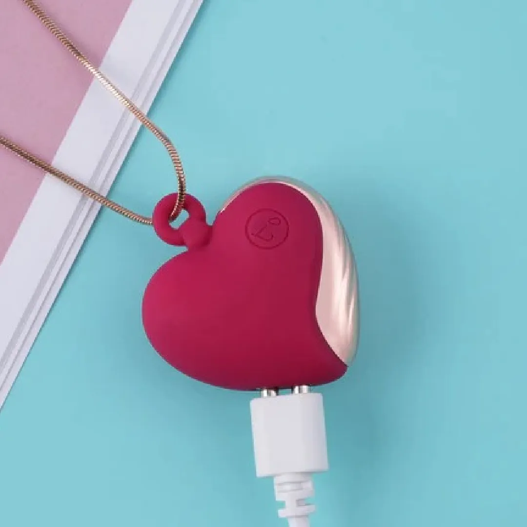 Beating Love Silicone Heart-Shaped Necklace Vibrator by Tracy's Dog