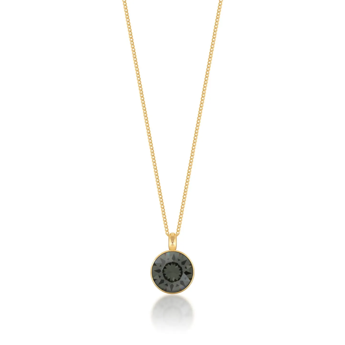 Bella Pendant Necklace with Black Diamond Round Crystals from Swarovski Gold Plated