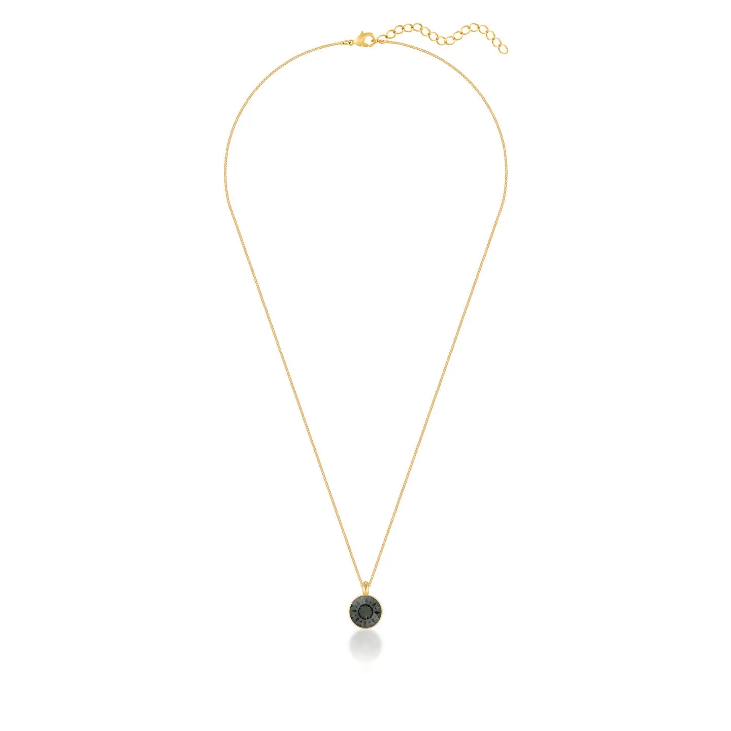 Bella Pendant Necklace with Black Diamond Round Crystals from Swarovski Gold Plated