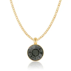 Bella Pendant Necklace with Black Diamond Round Crystals from Swarovski Gold Plated