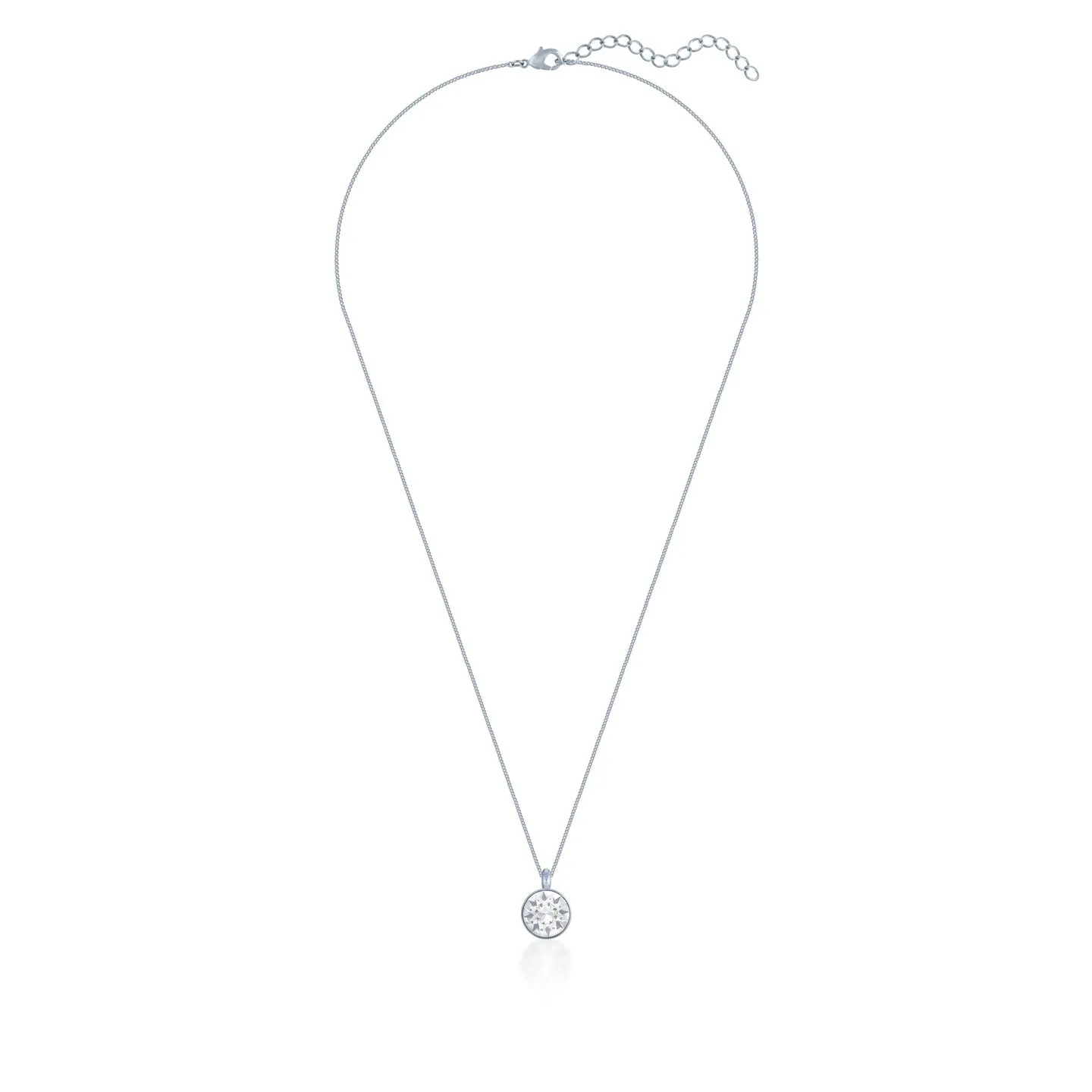 Bella Pendant Necklace with White Clear Round Crystals from Swarovski Silver Toned Rhodium Plated