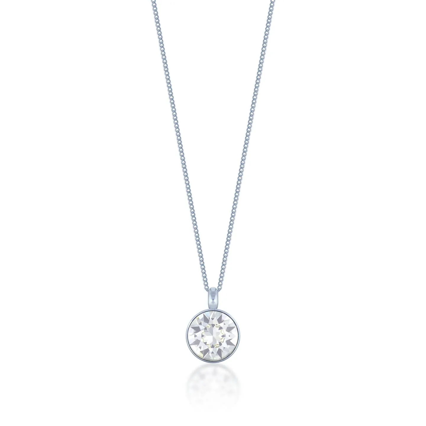 Bella Pendant Necklace with White Clear Round Crystals from Swarovski Silver Toned Rhodium Plated