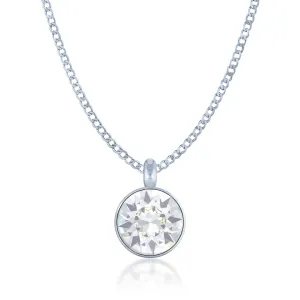 Bella Pendant Necklace with White Clear Round Crystals from Swarovski Silver Toned Rhodium Plated