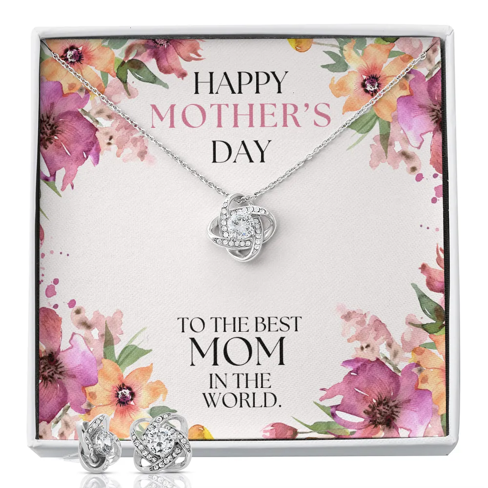 Best Mom Ever Love Knot Necklace & Earrings