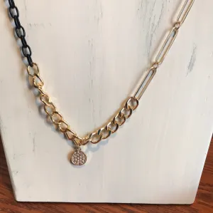 Black Gold Round Sparkle Necklace