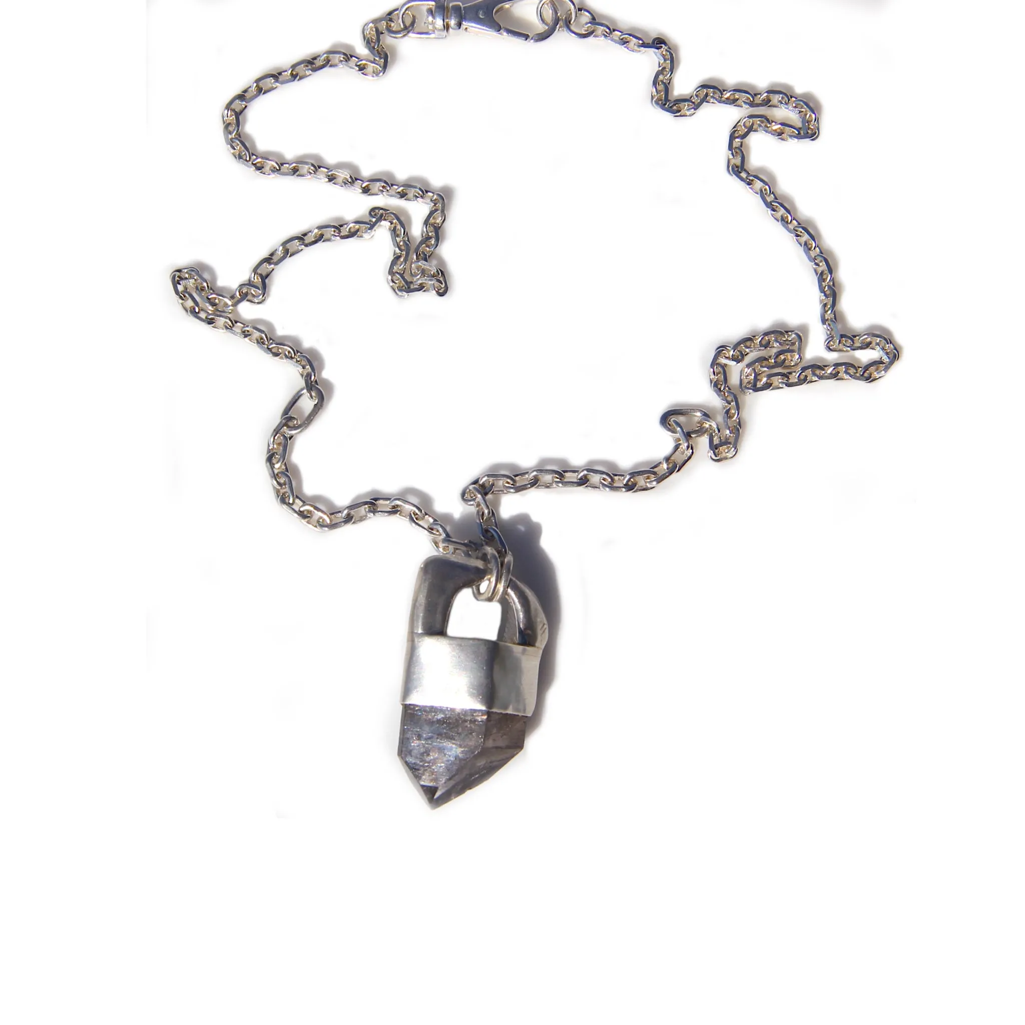 Black Quartz Crystal Point Necklace