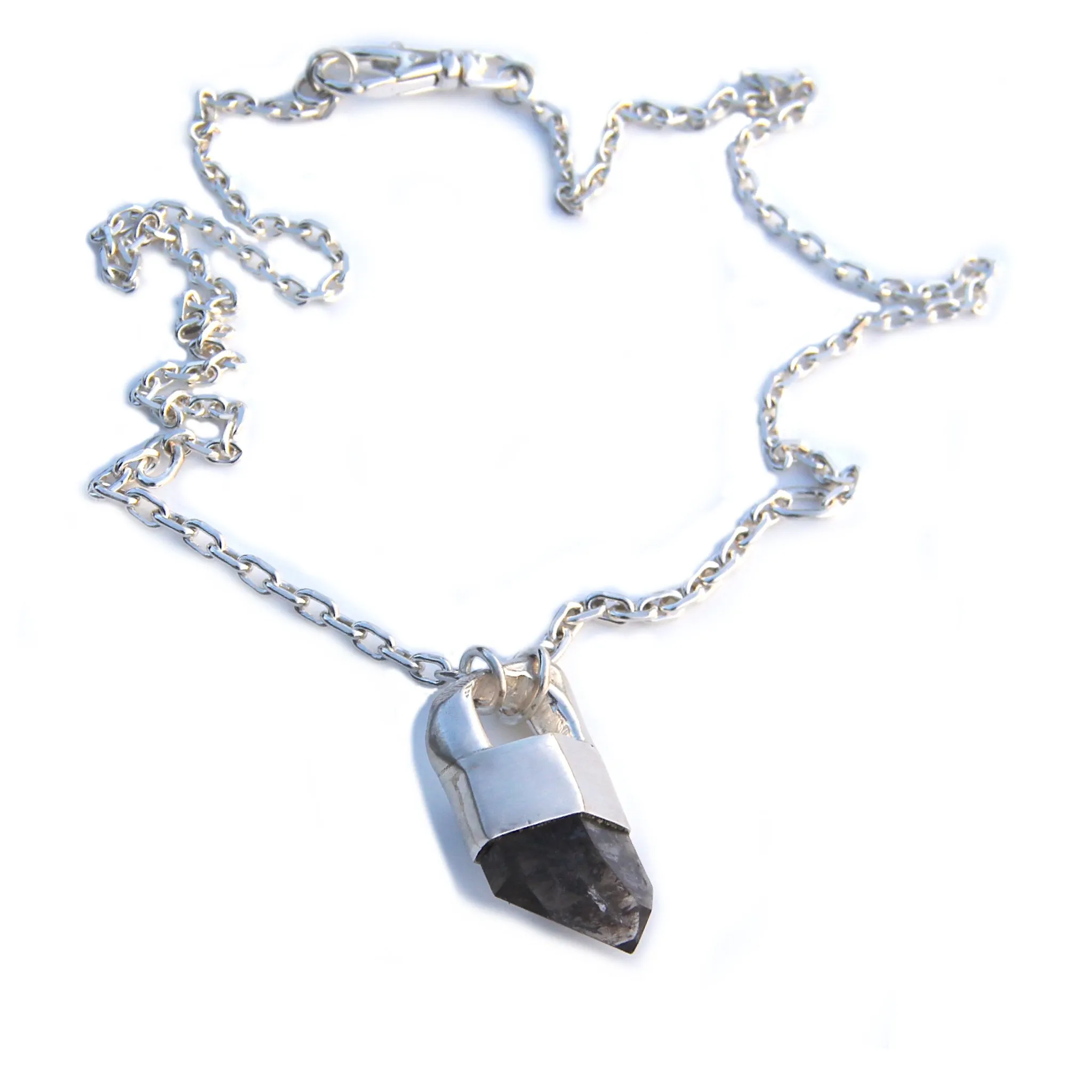 Black Quartz Crystal Point Necklace