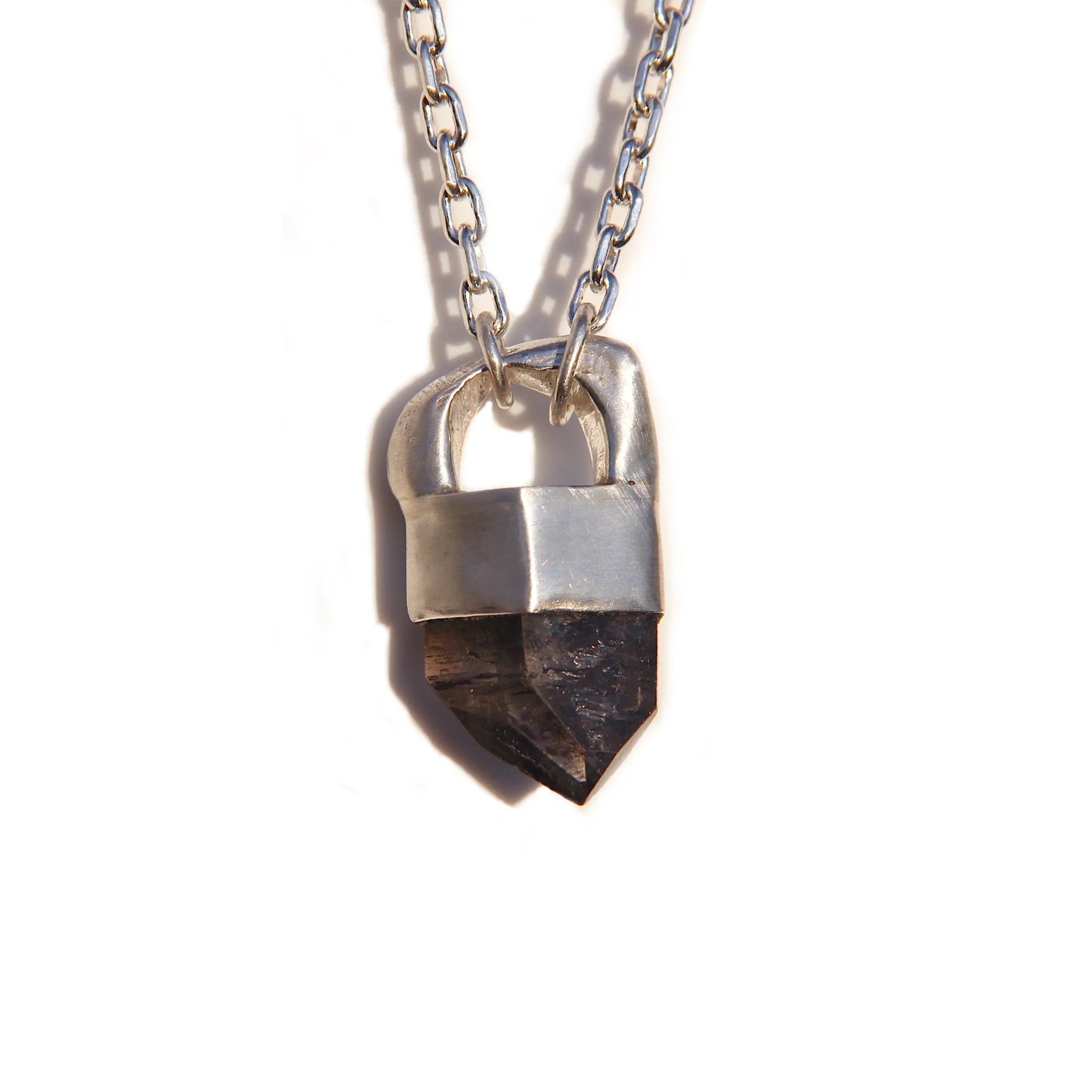 Black Quartz Crystal Point Necklace