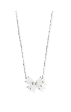 Blair Bow Small Short Pendant Necklace in Rhodium Iridescent Drusy