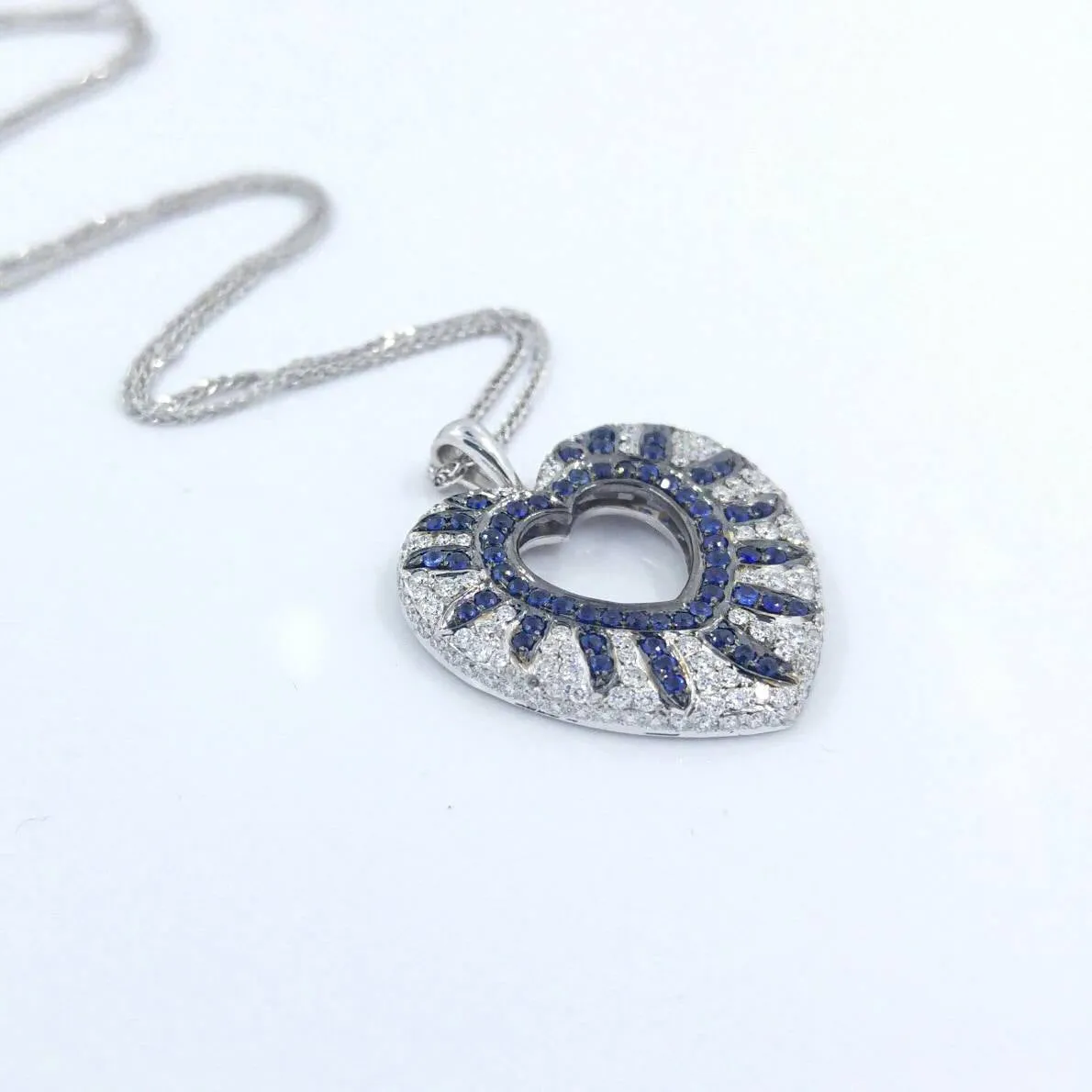 Blue Sapphire Heart Diamond Necklace