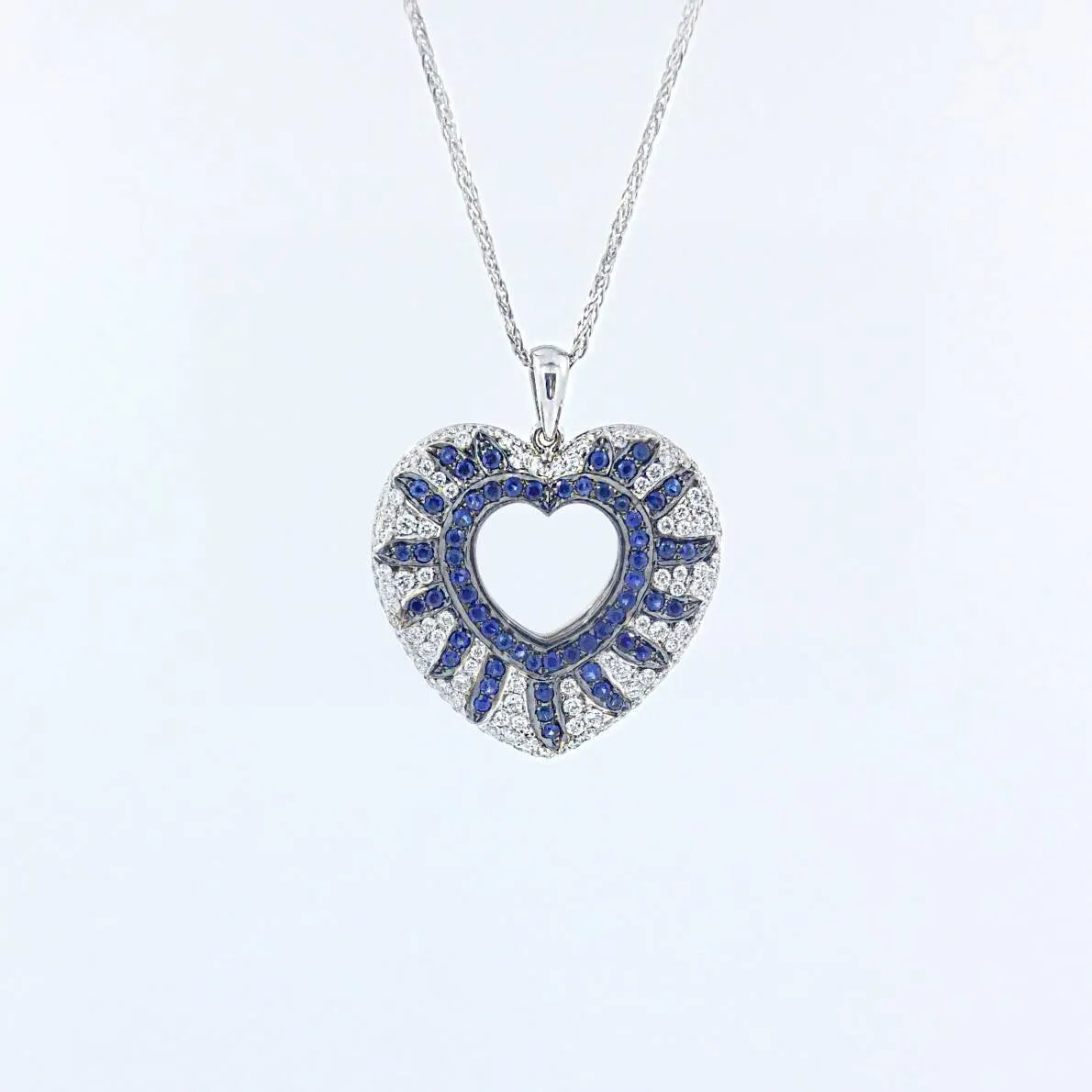 Blue Sapphire Heart Diamond Necklace