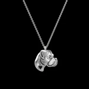 Boxer Breed Jewelry Natural Ears Heart Pendant