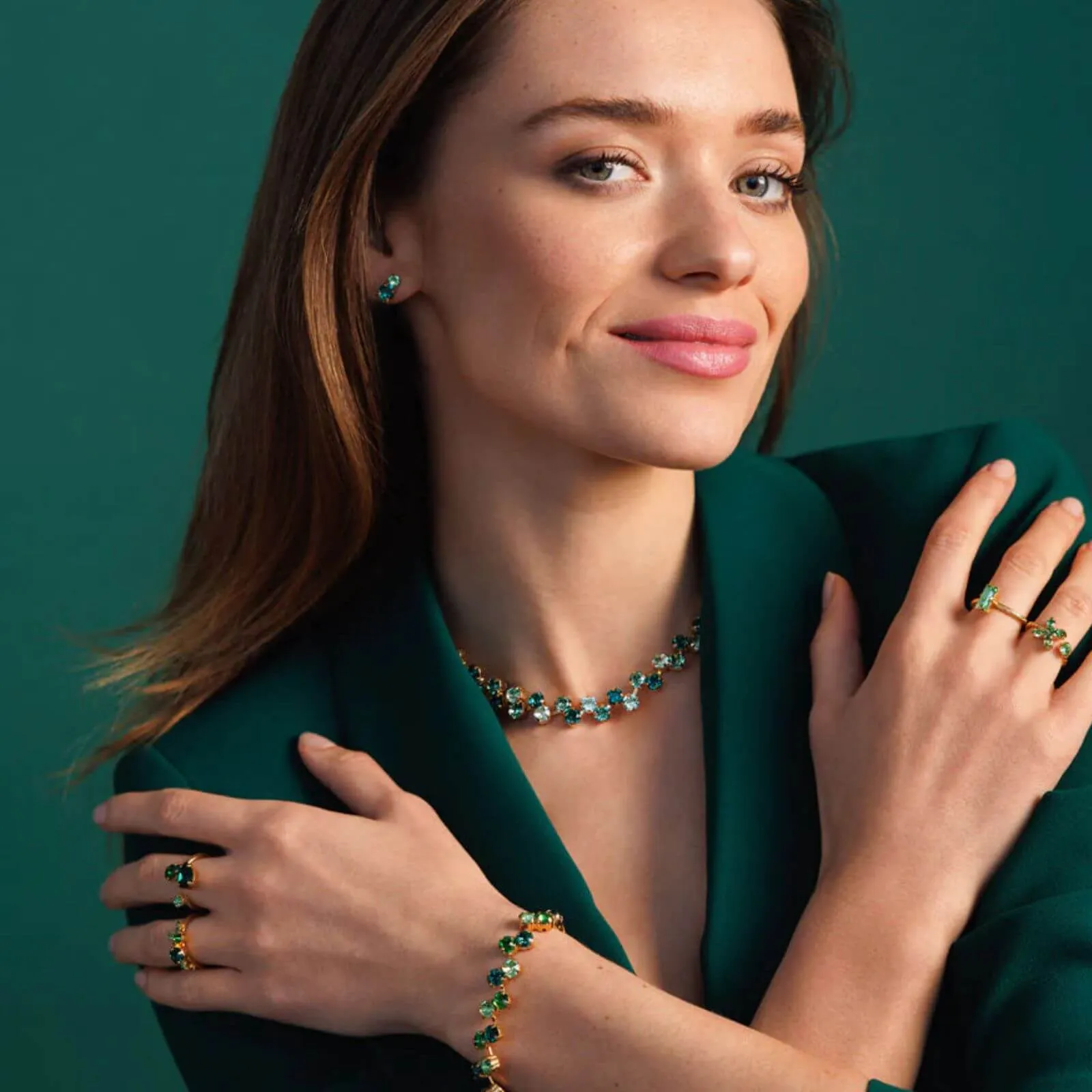 Caroline Svedbom Gold Fiona Bracelet - Green Combo