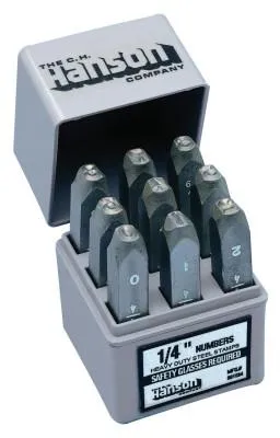 C.H. Hanson® Standard Steel Hand Stamp Sets, 3/32 in, 0 thru 8, 20521
