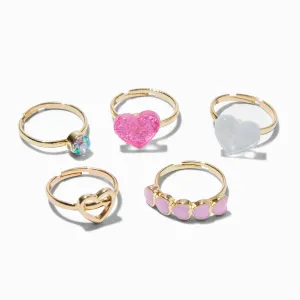 Claire's Club  Heart Box Rings - 5 Pack | Gold