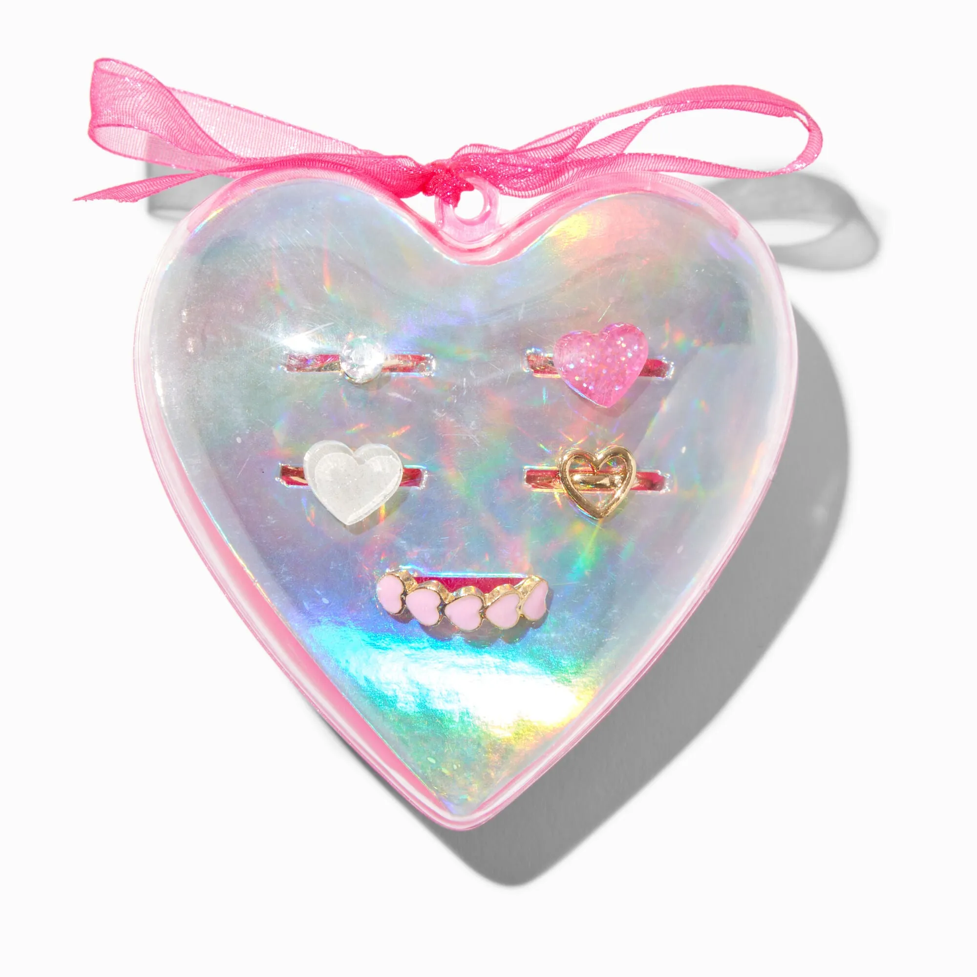 Claire's Club  Heart Box Rings - 5 Pack | Gold