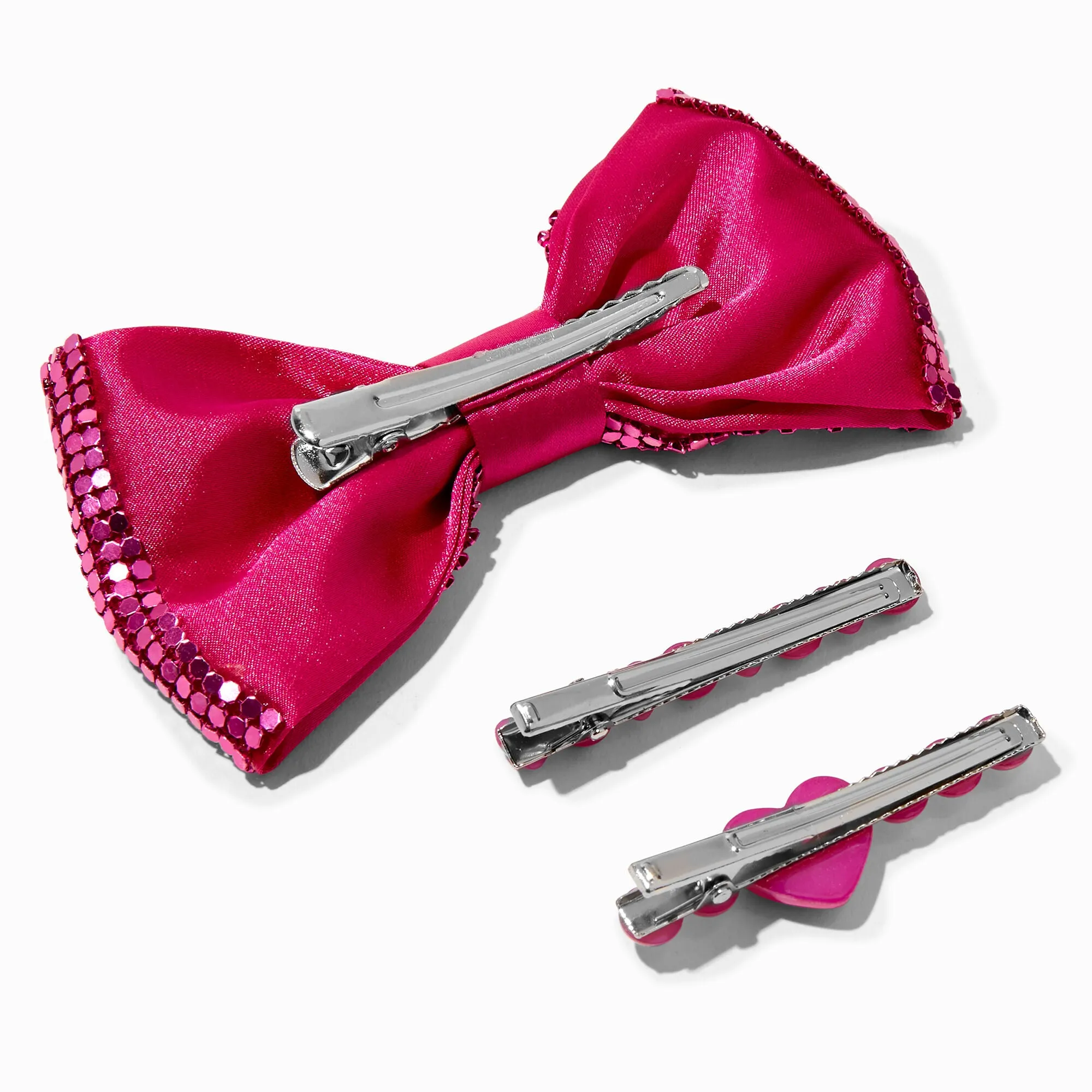 Claire's Club Hot Pink Bow Hair Set - 3 Pack