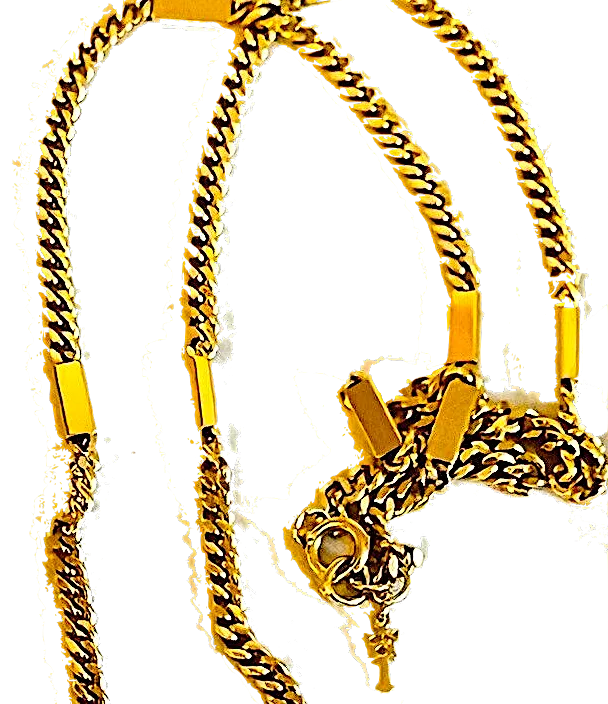 Crown Trifari. 1960s VTG Necklace Collar Rare Bold Goldplated Metal Chain