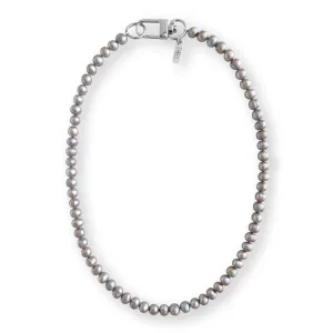 Cultured Silky Silver Gray Freshwater Pearl Men’s Necklace