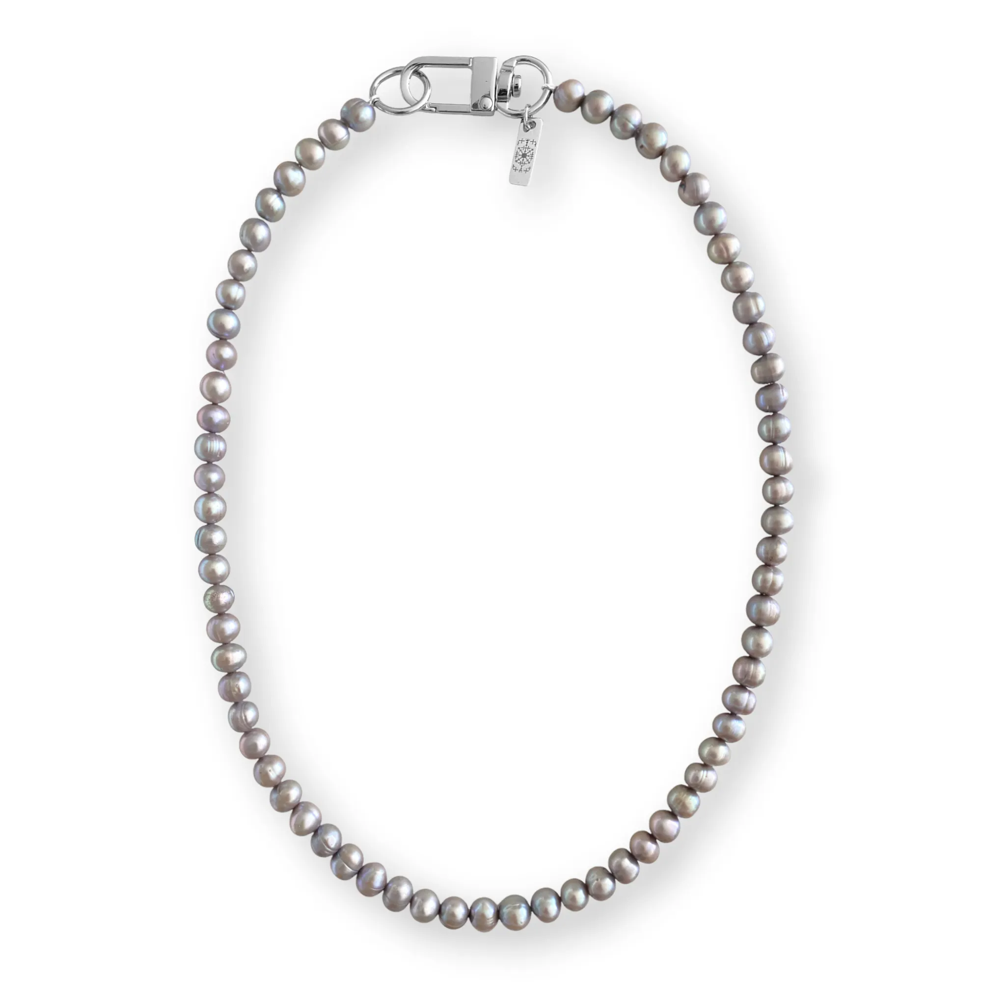 Cultured Silky Silver Gray Freshwater Pearl Men’s Necklace