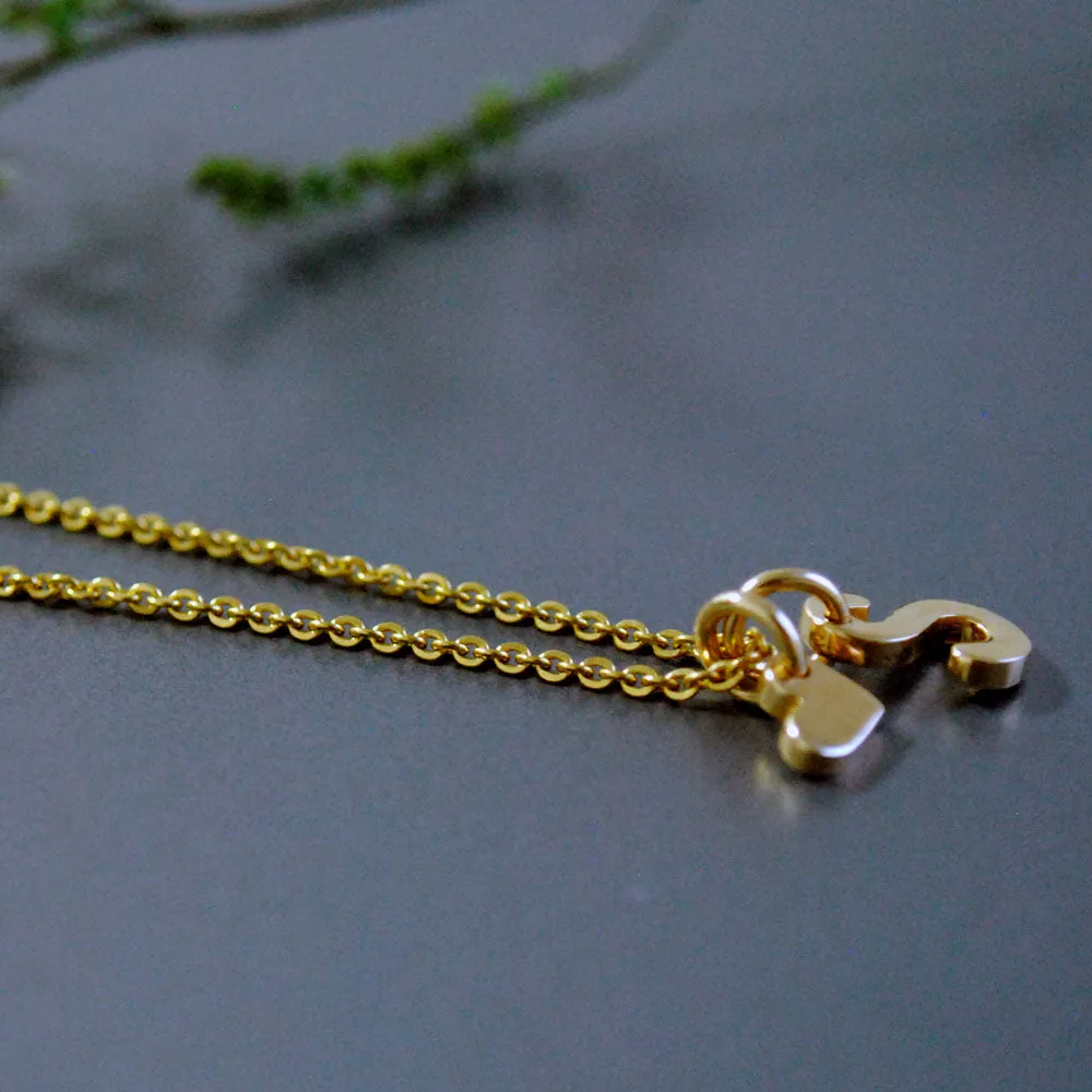 Custom Initial & Heart Charm Necklace, 14K Gold
