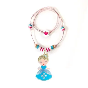 Cute Doll Blue Dress Beads Necklace