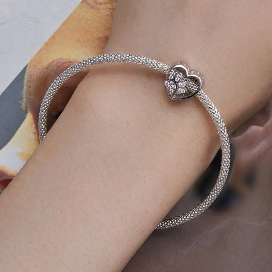 Cute Paw Print Heart-Shaped Bead