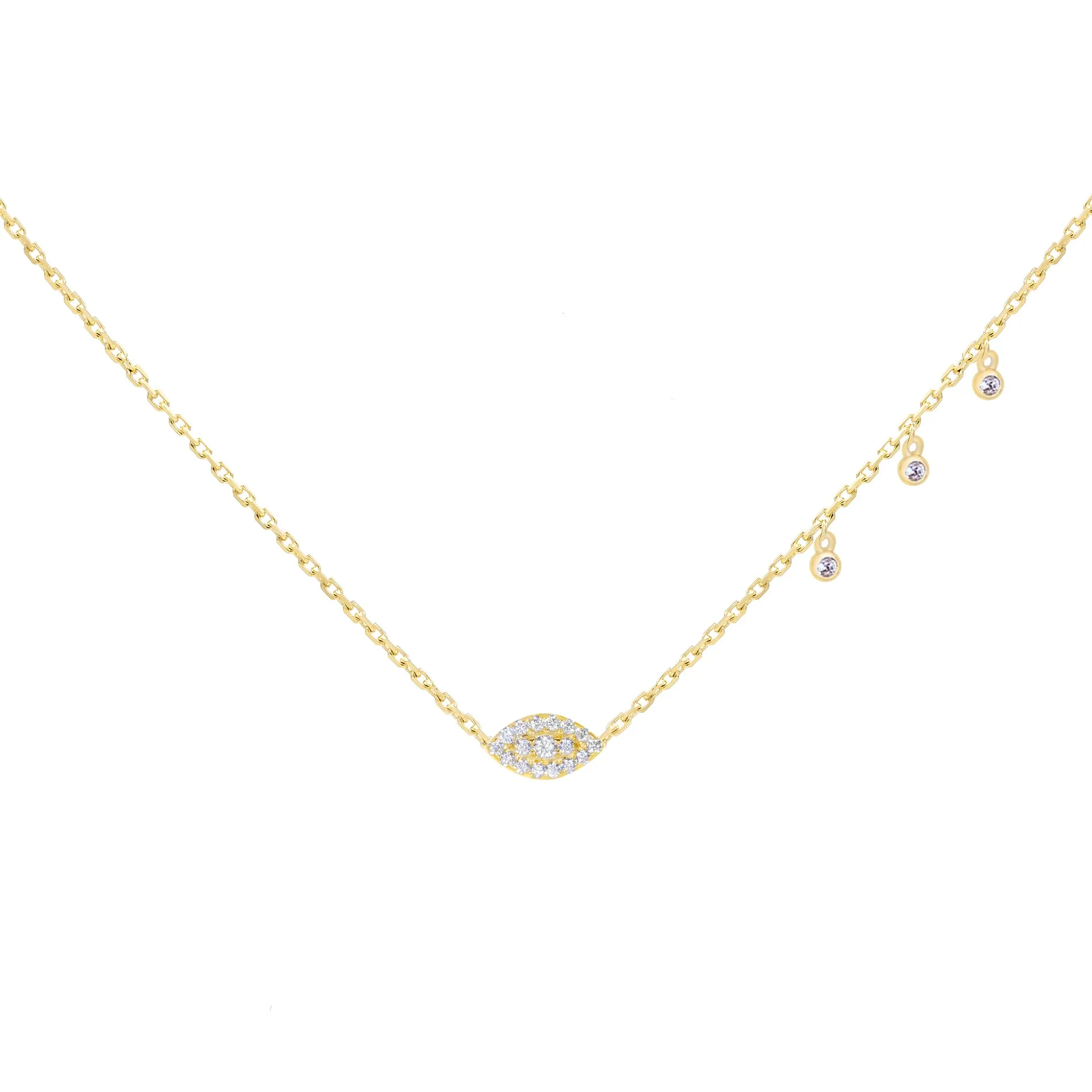 CZ Bezel Evil Eye Necklace