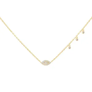 CZ Bezel Evil Eye Necklace