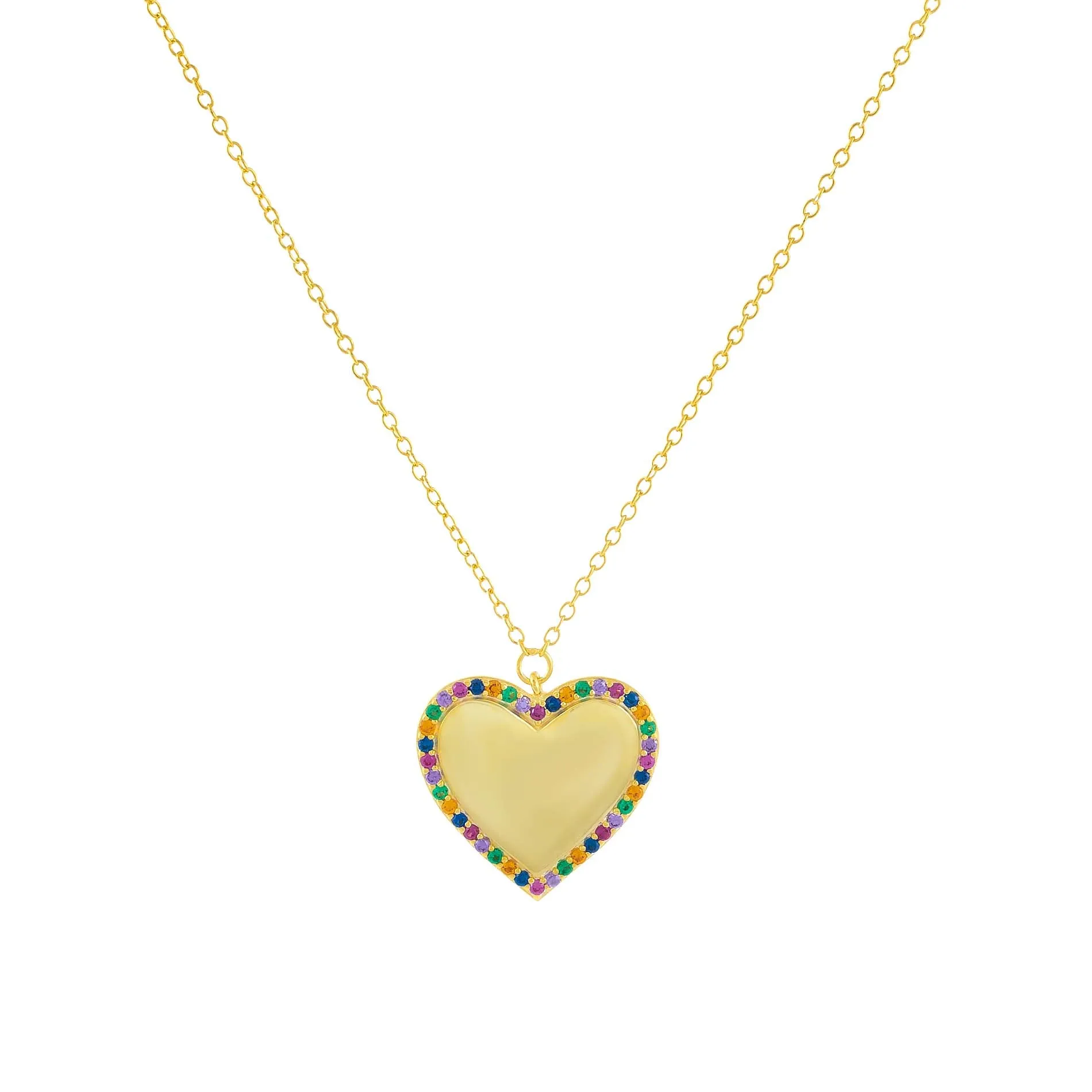 CZ Multi Color Heart Necklace