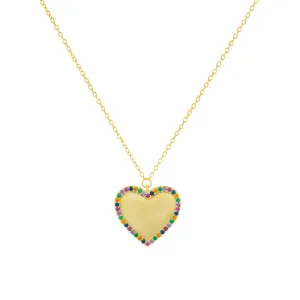 CZ Multi Color Heart Necklace