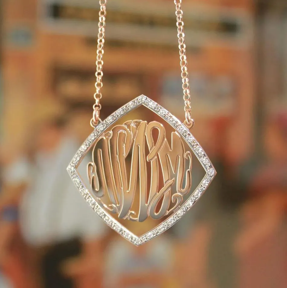 CZ Rimmed Monogram Necklace