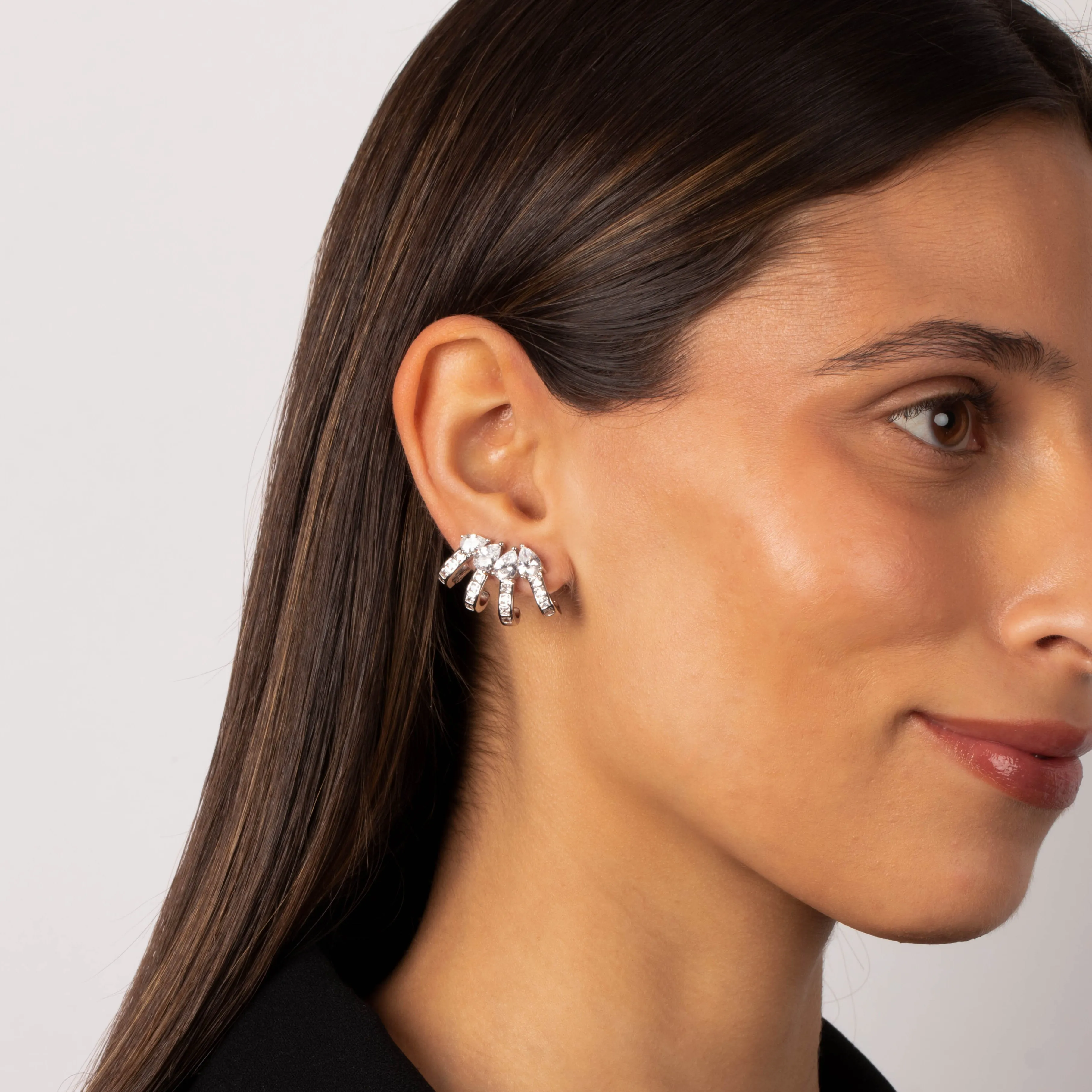 CZ Teardrop Four Row Fancy Ear Cuff