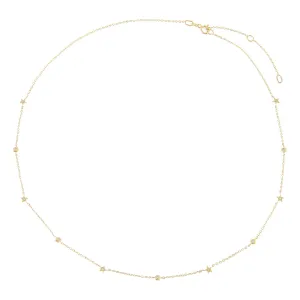 Dainty CZ Star X Bezel Necklace 14K